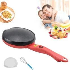 Trade Shop - Crepiera Macchina Per Crepes 600 Watt Con Manico Piastra 20 Cm Antiaderente