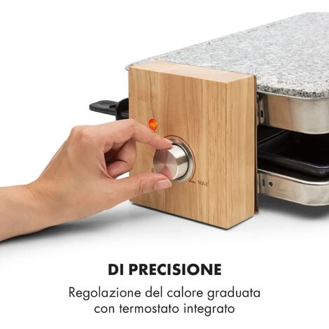 Klarstein Prime-Rib Raclette Grill Per 8 Pers. 1500 W Piastra In Pietra Naturale Acciaio Inox Piedini In Legno 7 Klarstein Prime-Rib Raclette Grill Per 8 Pers. 1500 W Piastra In Pietra Naturale Acciaio Inox Piedini In Legno - immagine 5