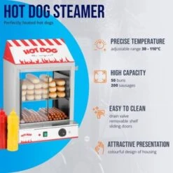 Macchina Per Hot Dog A Vapore In Acciao Inox E Vetro Temperato 7 8 L 2000 Watt 9 Macchina Per Hot Dog A Vapore In Acciao Inox E Vetro Temperato 7 8 L 2000 Watt -Piccoli Elettrodomestici Negozio 14896926 3