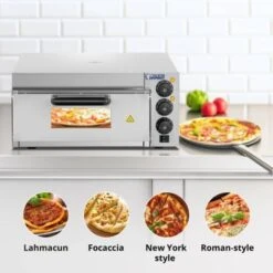 Forno Per Pizza Elettrico Fino A 350°C Con Piastra In Pietra E Timer - Da 2000W -Piccoli Elettrodomestici Negozio 15121495 3