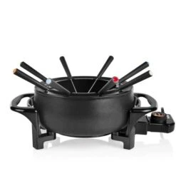 Set Fonduta In Alluminio Nero Per 8 Persone Con Forchette Termostato Regolabile