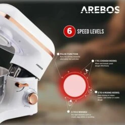 AREBOS Robot Da Cucina 1500W 6L In Acciaio Inox 6 Gradini Silenzioso Bianco -Piccoli Elettrodomestici Negozio 26752759 3