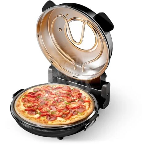 Cuoci Pizza Con Pietra In Ceramica Ø32cm Finestra Trasparente 2 Elementi Riscaldanti Max 400° Timer 3 Cuoci Pizza Con Pietra In Ceramica Ø32cm Finestra Trasparente 2 Elementi Riscaldanti Max 400° Timer
