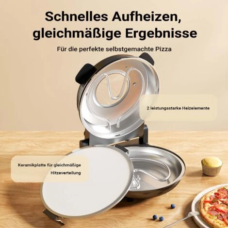 Cuoci Pizza Con Pietra In Ceramica Ø32cm Finestra Trasparente 2 Elementi Riscaldanti Max 400° Timer 4 Cuoci Pizza Con Pietra In Ceramica Ø32cm Finestra Trasparente 2 Elementi Riscaldanti Max 400° Timer - immagine 2