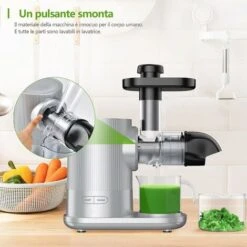 Estrattore Di Succo Frutta Verdure, Estrattore Lento, Estrattore Di Succo Senza Lame, Spremiagrumi Di Succo Fresco A Basso Rumore, Spremitura Lenta, 220-240V, 150W, Argento -Piccoli Elettrodomestici Negozio 37329482 4