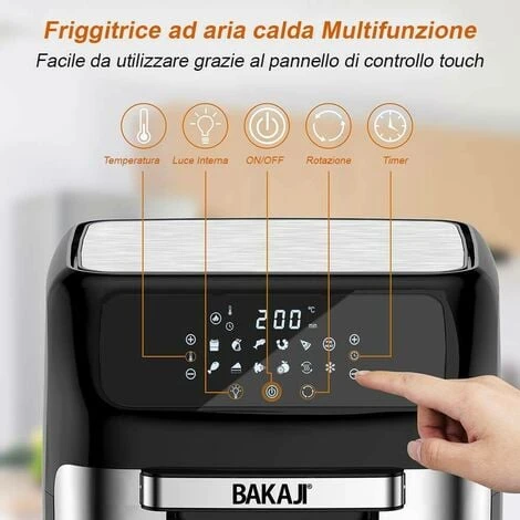 Forno Friggitrice Aria Calda 12Lt Digitale 1800W Frigge Cuoce Senza Olio Silver 5 Forno Friggitrice Aria Calda 12Lt Digitale 1800W Frigge Cuoce Senza Olio Silver - immagine 3