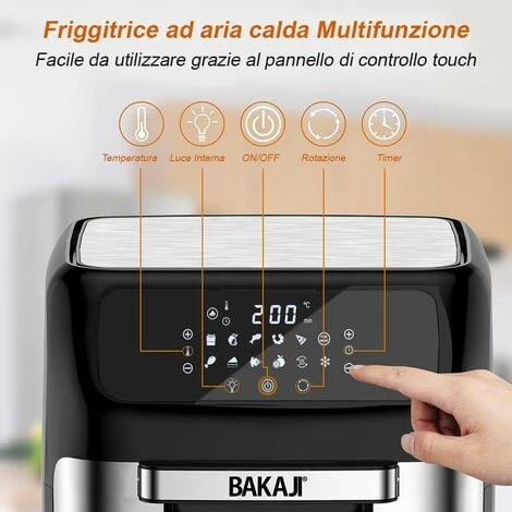 Forno Friggitrice Aria Calda 12Lt Digitale 1800W Frigge Cuoce Senza Olio Silver 7 Forno Friggitrice Aria Calda 12Lt Digitale 1800W Frigge Cuoce Senza Olio Silver - immagine 5