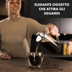 Klarstein Glaswerk Ristretto, French Press, 0,35 L, Vetro Borosilicato, Acciaio Inox, Legno Di Noce 10 Klarstein Glaswerk Ristretto, French Press, 0,35 L, Vetro Borosilicato, Acciaio Inox, Legno Di Noce -Piccoli Elettrodomestici Negozio 42753529 4