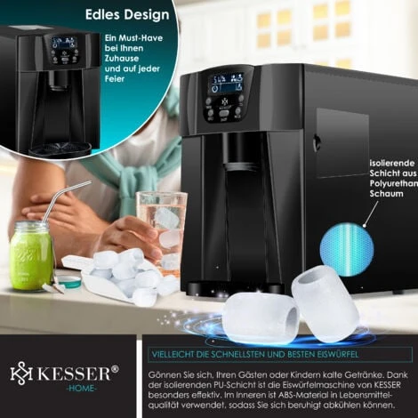KESSER® Macchina Del Ghiaccio Macchina Per Il Ghiaccio In Acciaio Inox 100W Macchina Per Il Ghiaccio 12 Kg 24 H Cubetti In 2 Dimensioni Preparazione In 6 Min Serbatoio Dell'acqua Da 2 Litri Tim 6 KESSER® Macchina Del Ghiaccio Macchina Per Il Ghiaccio In Acciaio Inox 100W Macchina Per Il Ghiaccio 12 Kg 24 H Cubetti In 2 Dimensioni Preparazione In 6 Min Serbatoio Dell'acqua Da 2 Litri Tim - immagine 4