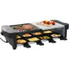 Domaier Party Grill Con Pietra Naturale, Raclette Grill Multifunzione 3 In 1, Raclette 8 Persone, Raclette Elettrica 1200W