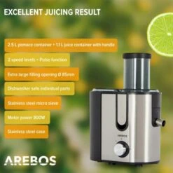 AREBOS Estrattore Di Succo Acciaio Inossidabile Apertura Di Riempimento Da 85 Mm -Piccoli Elettrodomestici Negozio 54910826 3