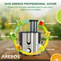 AREBOS Estrattore Di Succo Acciaio Inossidabile Apertura Di Riempimento Da 85 Mm -Piccoli Elettrodomestici Negozio 54910826 4