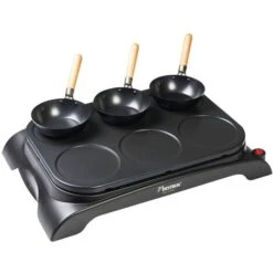 Set Wok E Crepemaker Per 6 Persone AWS600 1000 W Nero Bestron