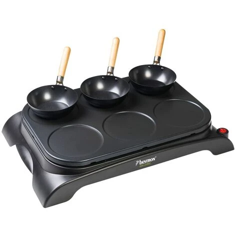Set Wok E Crepemaker Per 6 Persone AWS600 1000 W Nero Bestron 3 Set Wok E Crepemaker Per 6 Persone AWS600 1000 W Nero Bestron