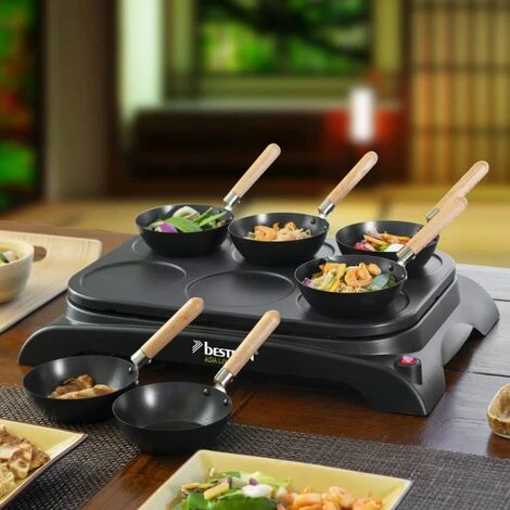 Set Wok E Crepemaker Per 6 Persone AWS600 1000 W Nero Bestron 4 Set Wok E Crepemaker Per 6 Persone AWS600 1000 W Nero Bestron - immagine 2
