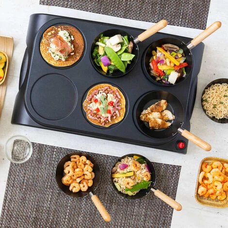 Set Wok E Crepemaker Per 6 Persone AWS600 1000 W Nero Bestron 6 Set Wok E Crepemaker Per 6 Persone AWS600 1000 W Nero Bestron - immagine 4