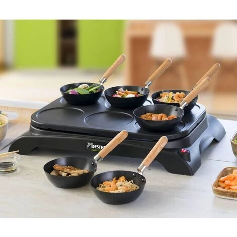 Set Wok E Crepemaker Per 6 Persone AWS600 1000 W Nero Bestron 7 Set Wok E Crepemaker Per 6 Persone AWS600 1000 W Nero Bestron - immagine 5