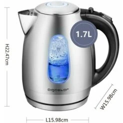 BOLLITORE ELETTRICO IN ACCIAIO 1.7 LITRI CON FILTRO RIMOVIBILE E LED BLU 2200 W AIGOSTAR -Piccoli Elettrodomestici Negozio 58211915 4