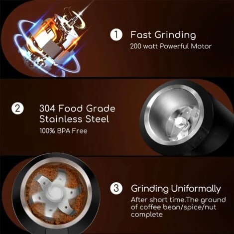 MACINA CAFFE ELETTRICO SPEZIE PEPE NOCI 200W CAPACITA' 70GR GARANZIA 24 MESI 6 MACINA CAFFE ELETTRICO SPEZIE PEPE NOCI 200W CAPACITA' 70GR GARANZIA 24 MESI - immagine 4