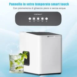 COSTWAY Macchina Del Ghiaccio 15kg/24h, Fabbricatore Di Ghiaccio Con Funziona Autopulizia E Touch, Schermo A LED, Ideale Per Casa Ristorante E Bar (Bianco) -Piccoli Elettrodomestici Negozio 58680782 3