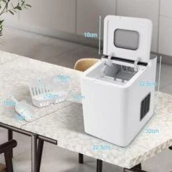 COSTWAY Macchina Del Ghiaccio 15kg/24h, Fabbricatore Di Ghiaccio Con Funziona Autopulizia E Touch, Schermo A LED, Ideale Per Casa Ristorante E Bar (Bianco) -Piccoli Elettrodomestici Negozio 58680782 4