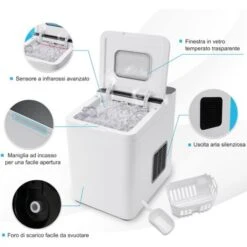 COSTWAY Macchina Del Ghiaccio 15kg/24h, Fabbricatore Di Ghiaccio Con Funziona Autopulizia E Touch, Schermo A LED, Ideale Per Casa Ristorante E Bar (Bianco) -Piccoli Elettrodomestici Negozio 58680782 5