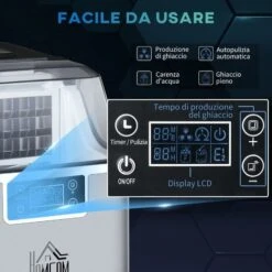 HOMCOM Macchina Del Ghiaccio Da 24 Cubetti In 14-18 Minuti Con Dimensione Regolabile -Piccoli Elettrodomestici Negozio 59115643 4