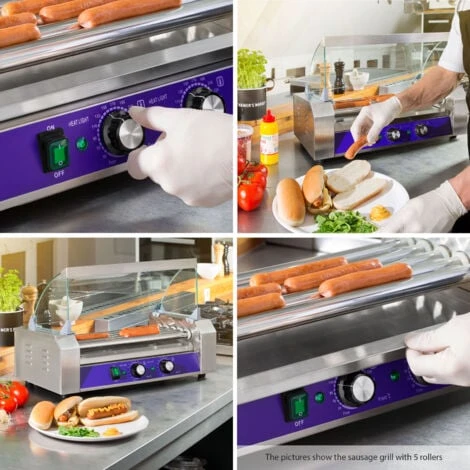 Vertes Macchina Cuoci Hot Dog Maker Salsiccia (11 Rulli, 2200 Watt, Temperatura 50-250°C, 2 Zone Di Riscaldamento, Copertura In Vetro Temprato, Acciaio Inox) 6 Vertes Macchina Cuoci Hot Dog Maker Salsiccia (11 Rulli, 2200 Watt, Temperatura 50-250°C, 2 Zone Di Riscaldamento, Copertura In Vetro Temprato, Acciaio Inox) - immagine 4