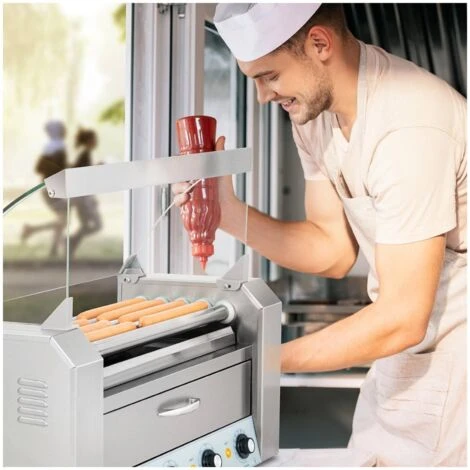 Cuoci Wurstel A Rulli Con 5 Rulli Acciaio Inox Per 8 Salsicce 2 Zone Riscaldate 6 Cuoci Wurstel A Rulli Con 5 Rulli Acciaio Inox Per 8 Salsicce 2 Zone Riscaldate - immagine 4