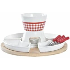 Fonduta DKD Home Decor Rosso 26,5 X 26,5 X 1,5 Cm (10 Pcs)