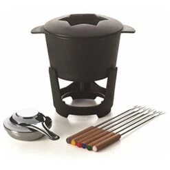 Excelsa La Thuile Servizio Fonduta 10 Pezzi, Ceramica, Nero