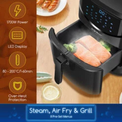 Aigostar Cube Melodia - Friggitrice Ad Aria + Vaporiera 2 In 1, Capacità 7 L , Touch Screen LED, 8 Programmi, 1700 W, Modalità Manuale. Funzione Di Pompaggio E Pulizia. Senza BPA. Ricettario Incluso -Piccoli Elettrodomestici Negozio 72603431 3