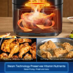 Aigostar Cube Melodia - Friggitrice Ad Aria + Vaporiera 2 In 1, Capacità 7 L , Touch Screen LED, 8 Programmi, 1700 W, Modalità Manuale. Funzione Di Pompaggio E Pulizia. Senza BPA. Ricettario Incluso -Piccoli Elettrodomestici Negozio 72603431 5