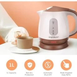 Aigostar Romeo 30HIP - Bollitore Elettrico, Bollitore Acqua Elettrico Piccolo Da 1100W, Capacità 1L, Ebollizione Veloce, Spegnimento Automatico, BPA Free, Marrone 10 Aigostar Romeo 30HIP - Bollitore Elettrico, Bollitore Acqua Elettrico Piccolo Da 1100W, Capacità 1L, Ebollizione Veloce, Spegnimento Automatico, BPA Free, Marrone -Piccoli Elettrodomestici Negozio 72603443 4