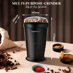 Aigostar Breath 30CFR - Macina Caffè Elettrica A Doppio Contatto Con Lame In Acciaio Inossidabile, Macina Chicchi Di Caffè, Spezie, Frutta A Guscio E Grano Capacità Di 60g, 150 Watt, BPA Free, Nero. 10 Aigostar Breath 30CFR - Macina Caffè Elettrica A Doppio Contatto Con Lame In Acciaio Inossidabile, Macina Chicchi Di Caffè, Spezie, Frutta A Guscio E Grano Capacità Di 60g, 150 Watt, BPA Free, Nero. -Piccoli Elettrodomestici Negozio 72603473 4