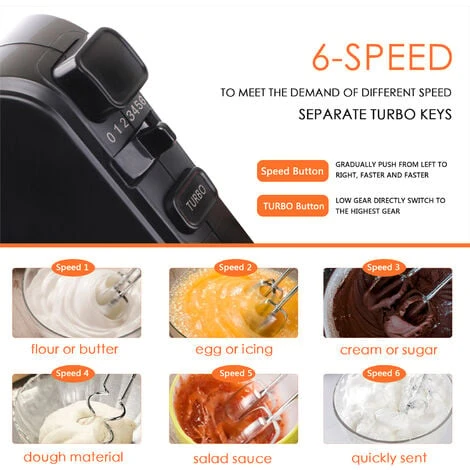 Aigostar Hanson - Sbattitore Elettrico, Fruste Elettriche,Velocità Regolabili E Turbo Boost Con 2 Fruste & 2 Ganci In Acciaio Inox, Design Di Espulsione A Un Pulsante 5 Aigostar Hanson - Sbattitore Elettrico, Fruste Elettriche,Velocità Regolabili E Turbo Boost Con 2 Fruste & 2 Ganci In Acciaio Inox, Design Di Espulsione A Un Pulsante - immagine 3