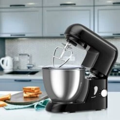 RELAX4LIFE Set Impastatrice Elettrica Con 3 Fruste Inclinate, 6 Velocità Regolabili, Robot Da Cucina Automatico, Ciotola Con Grande Capacità, In ABS E Acciaio Inossidabile (Nero) 8 RELAX4LIFE Set Impastatrice Elettrica Con 3 Fruste Inclinate, 6 Velocità Regolabili, Robot Da Cucina Automatico, Ciotola Con Grande Capacità, In ABS E Acciaio Inossidabile (Nero) -Piccoli Elettrodomestici Negozio 72656835 2