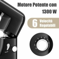RELAX4LIFE Set Impastatrice Elettrica Con 3 Fruste Inclinate, 6 Velocità Regolabili, Robot Da Cucina Automatico, Ciotola Con Grande Capacità, In ABS E Acciaio Inossidabile (Nero) 10 RELAX4LIFE Set Impastatrice Elettrica Con 3 Fruste Inclinate, 6 Velocità Regolabili, Robot Da Cucina Automatico, Ciotola Con Grande Capacità, In ABS E Acciaio Inossidabile (Nero) -Piccoli Elettrodomestici Negozio 72656835 4