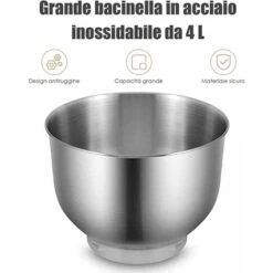 RELAX4LIFE Set Impastatrice Elettrica Con 3 Fruste Inclinate, 6 Velocità Regolabili, Robot Da Cucina Automatico, Ciotola Con Grande Capacità, In ABS E Acciaio Inossidabile (Nero) 11 RELAX4LIFE Set Impastatrice Elettrica Con 3 Fruste Inclinate, 6 Velocità Regolabili, Robot Da Cucina Automatico, Ciotola Con Grande Capacità, In ABS E Acciaio Inossidabile (Nero) -Piccoli Elettrodomestici Negozio 72656835 5