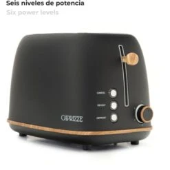 Tostapane Caprizze Kaito Con Doppia Fessura Extra Ampia 6 Livelli Di Tostatura Design Vintage Con Effetto Legno Nero Opaco -Piccoli Elettrodomestici Negozio 76398311 5