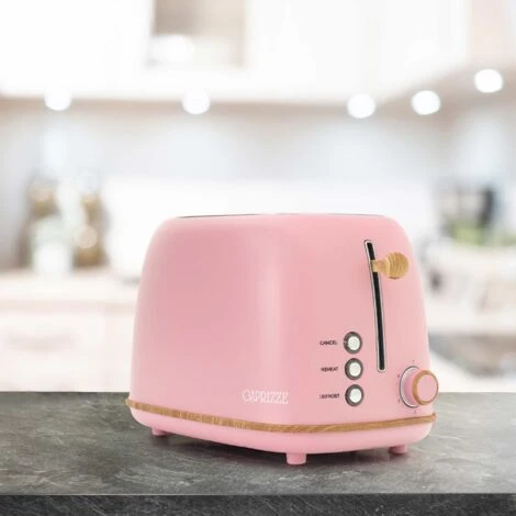 Tostapane Caprizze Kaito Con Doppia Fessura Extra Ampia 6 Livelli Di Tostatura Design Vintage Con Effetto Legno Rosa Opaco 4 Tostapane Caprizze Kaito Con Doppia Fessura Extra Ampia 6 Livelli Di Tostatura Design Vintage Con Effetto Legno Rosa Opaco - immagine 2