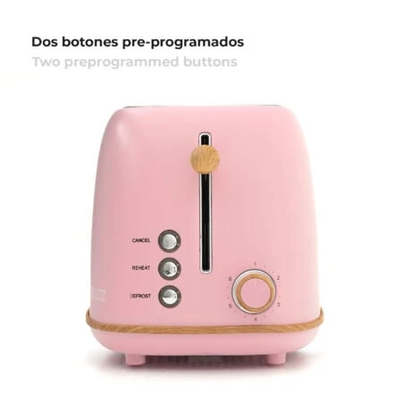 Tostapane Caprizze Kaito Con Doppia Fessura Extra Ampia 6 Livelli Di Tostatura Design Vintage Con Effetto Legno Rosa Opaco 5 Tostapane Caprizze Kaito Con Doppia Fessura Extra Ampia 6 Livelli Di Tostatura Design Vintage Con Effetto Legno Rosa Opaco - immagine 3