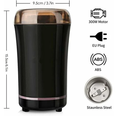 Macinacaffè Elettrica 300W, Con Lame In Acciaio Inossidabile E Spazzola Per La Pulizia 4 Macinacaffè Elettrica 300W, Con Lame In Acciaio Inossidabile E Spazzola Per La Pulizia - immagine 2