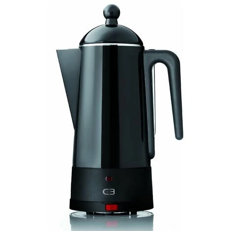 C3 30-30254 Caffettiera Di Design Con Filtro Percolatore Eco, Capacità 2 - 6 Tazze, In Acciaio Inox Laccato, Colore: Nero 3 C3 30-30254 Caffettiera Di Design Con Filtro Percolatore Eco, Capacità 2 - 6 Tazze, In Acciaio Inox Laccato, Colore: Nero