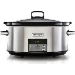 Crock-Pot Crockpot Pentola Per Cottura Lenta, Slow Cooker, Extra Large 7.5 Litri, Adatta Fino A 10 Persone, Spegnimento Automatico, 2 Impostazioni Cottura E Funzione Warm Automatica, 230 W, Ceramica, Argento