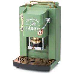 Faber Pro Deluxe - Macchina Per Caffe Con Pressacialda In Ottone - Telaio Interamente In Acciaio Verde Acido Opaco - FABPROGREENBASOTTELE