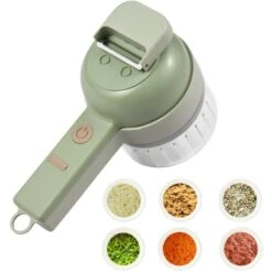 Tritaverdure 4 In 1 Set Tritatutto Elettrico Portatile Set Tagliaverdure Wireless Con Alimentazione USB Per Aglio Peperoncino Cipolla Sedano Zenzero Carne (verde)