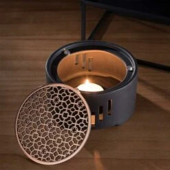 Scalda Teiera In Ceramica Scaldacandele Supporto Da Tè Con Griglia In Metallo Fornello Da Tè Scaldalatte Per Caffè Casalingo Tè Al Latte (senza Candela) READCLY -Piccoli Elettrodomestici Negozio 80961962 4