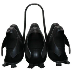 Uso Domestico Cucina Multifunzionale Egg-Boiler Nero Simpatico Cartone Animato Pinguino Forma Scaffale Portaoggetti (Nero)
