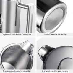 Caffettiera French Press Da 350 Ml/800 Ml/1000 Ml Caffettiera Isolata A Doppia Parete In Acciaio Inossidabile (350 Ml) 11 Caffettiera French Press Da 350 Ml/800 Ml/1000 Ml Caffettiera Isolata A Doppia Parete In Acciaio Inossidabile (350 Ml) -Piccoli Elettrodomestici Negozio 82105558 5